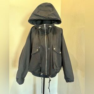 Forever 21 Black Cinch able Waist Bomber Style Jacket